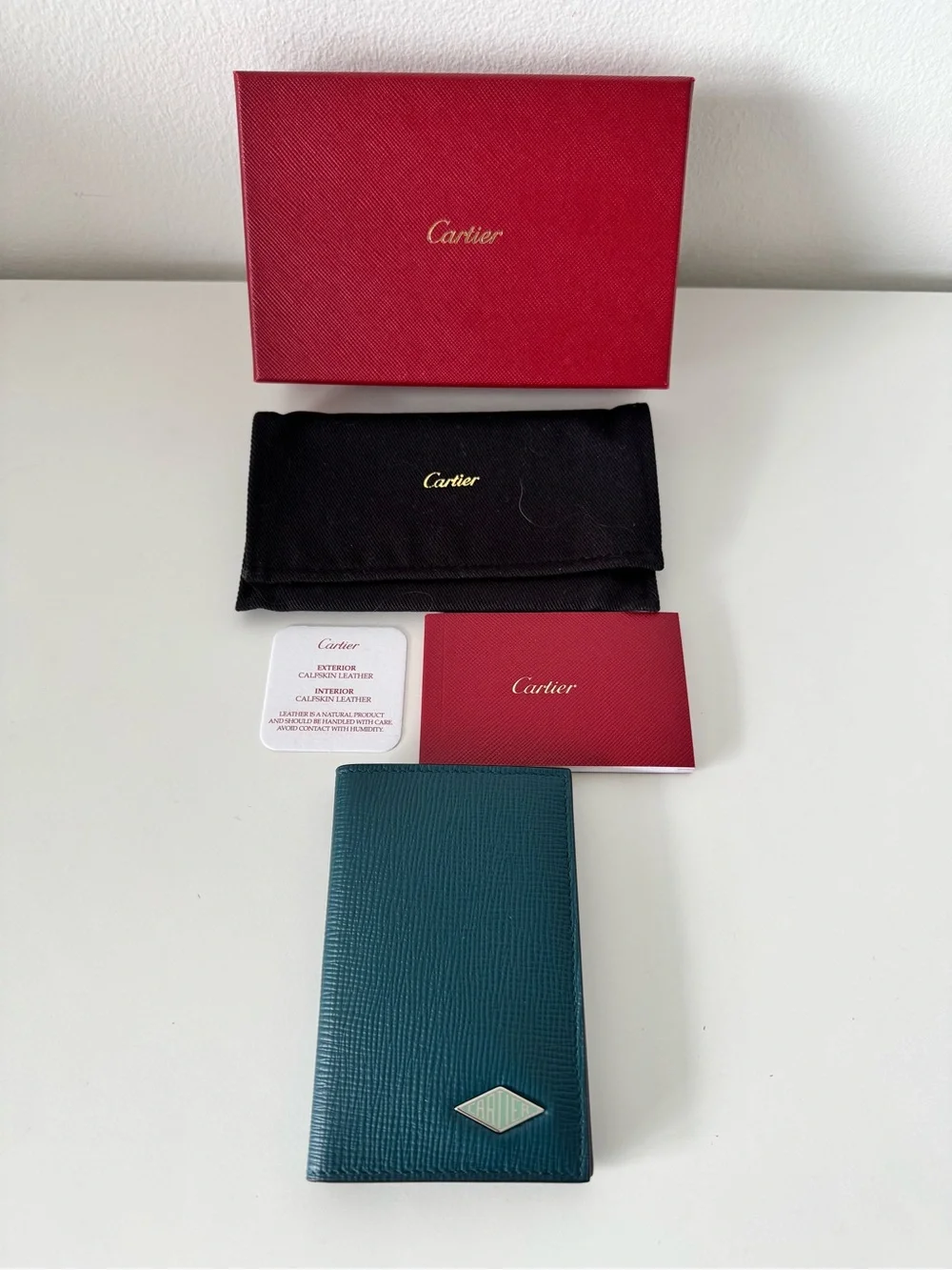 Cartier Losange, 4 credit card Holder, Blue Teal Leather, CRL3002214